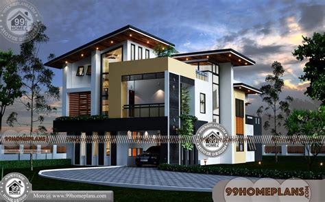 4 BHK House Plan with Double Storied Contemporary Modern Home Ideas