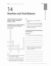 Chapter 14 Nutrition And Fluid Balance Pdf Narne 77 14 Nutrition And