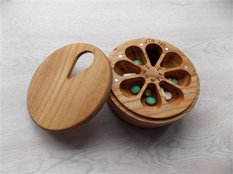 Wooden Pill Box 7 Day Night Am Pm Decorative Travel Pill Etsy