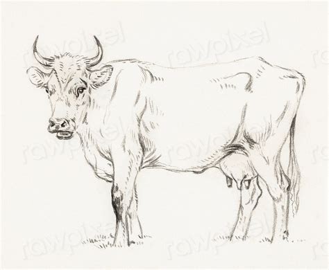 Standing Cow 1828 Jean Bernard Free Photo Illustration Rawpixel