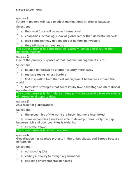 Self Quiz Bus Unit Question Future Managers Will Have To