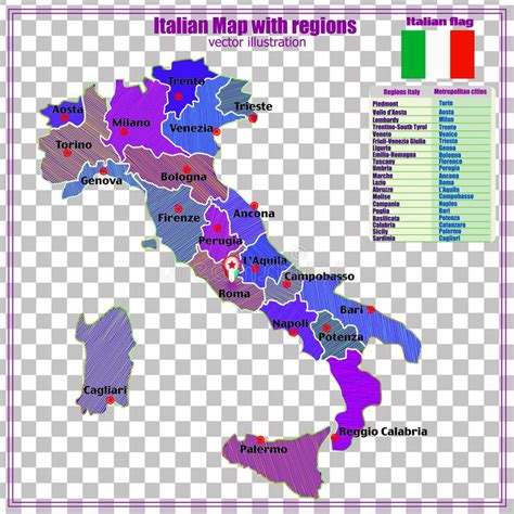 Mapa De it lia Regi es Italianas Ilustração do Vetor Ilustração