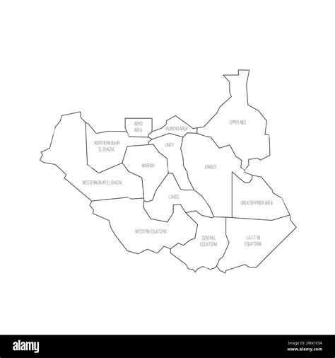 South Sudan Political Map Of Administrative Divisions Stock Vector