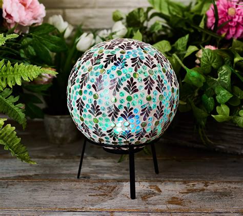 Marigold 10 Illuminated Mosaic Glass Gazing Ball With Stand QVC