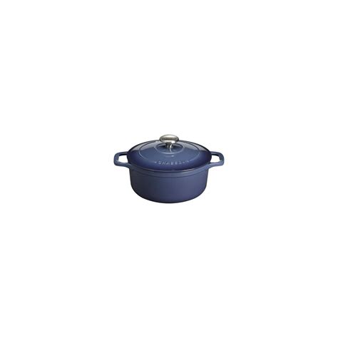 Cocotte Ronde En Fonte Maill E Cm Bleu Chasseur Puc Prix