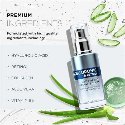 Hyaluronic Acid And Retinol Anti Aging Serum Rejuvenating And Hydrating