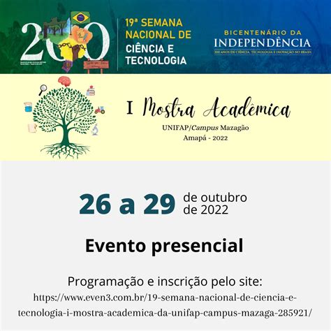 Semana Nacional De Ci Ncia E Tecnologia I Mostra Acad Mica Da