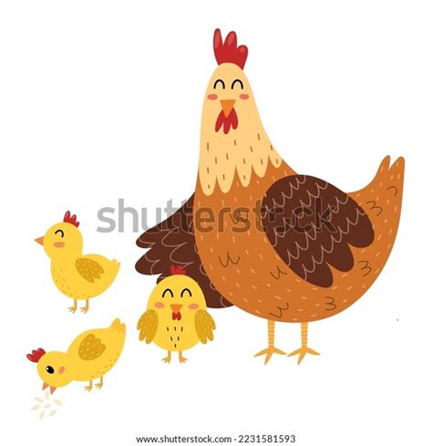 Mother Hen Her Baby Chicks Cute Stock Vector (Royalty Free) 2231581593 ...