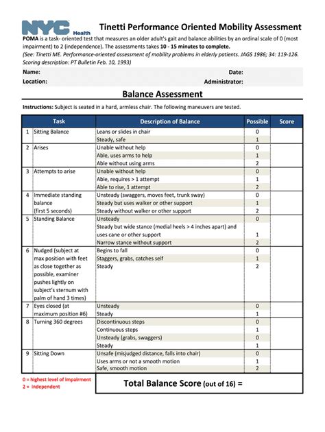 Tinetti Balance Assessment Fill Out And Sign Printable Pdf Template