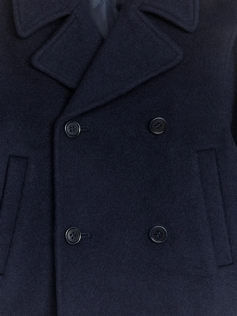 ARKET Wool Blend Pea Coat in Dark Blue | endource