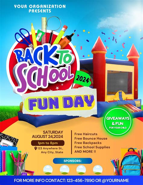 Back To School Fun Day Flyer Fun Day Design Diy Canva Editable