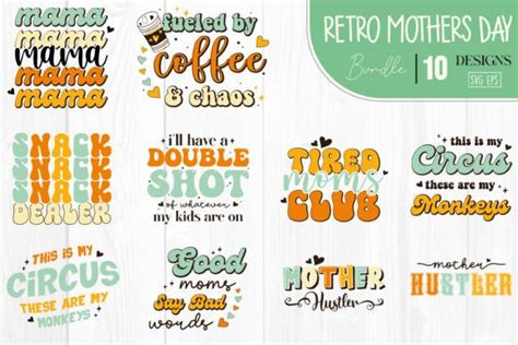 Retro Mothers Day Svg Bundle Cool Mom Graphic By Svg Box · Creative Fabrica