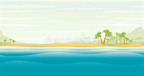 Playa Tropical De La Isla Ejemplo Del Vector Ilustración del Vector