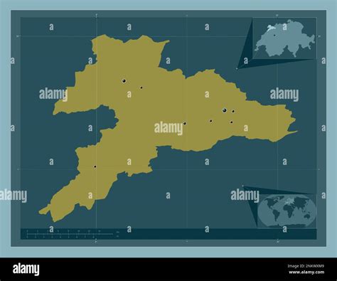 Jura Canton Of Switzerland Solid Color Shape Locations Of Major