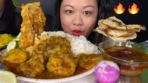 Big Pieces Of Spicy Mutton Fat Curry Oily Fry Potato Rice Eating