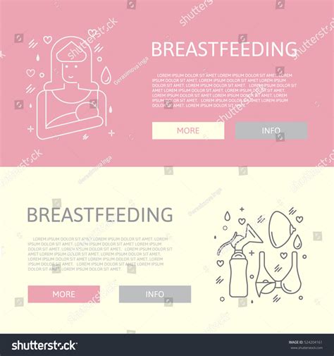 Set Breastfeeding Thin Line Modern Vector Stock Vector Royalty Free