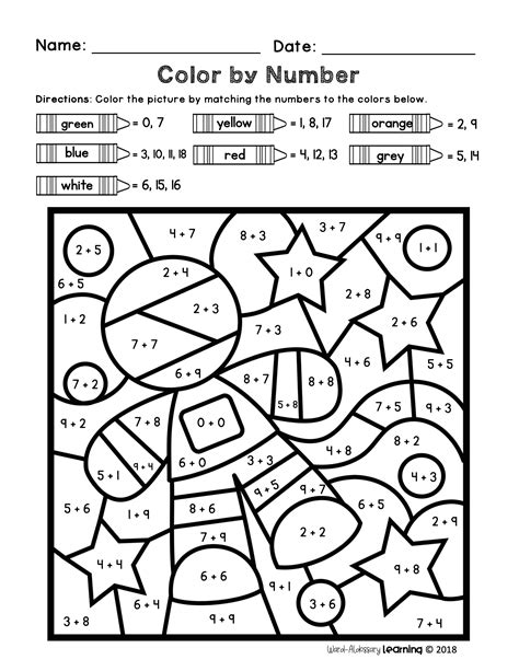 Math Color By Number Worksheets