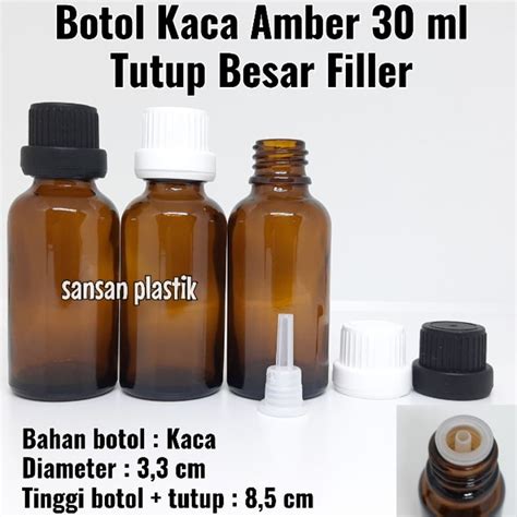 Jual Botol Kaca 30 Ml Amber Tutup Besar Dan Filler Botol Kaca 30ml