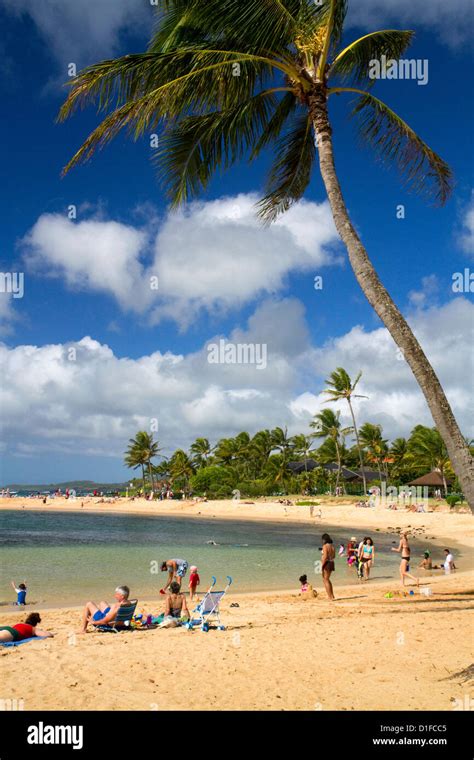 Poipu Beach Park On The Southern Coast Of Kauai Island Hawaii Usa