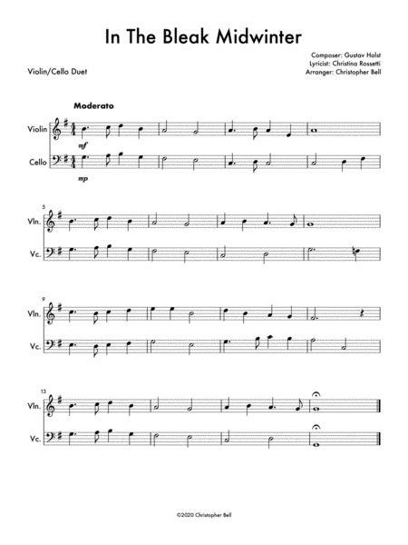 In The Bleak Midwinter Violin Cello Duet Arr Christopher Bell By