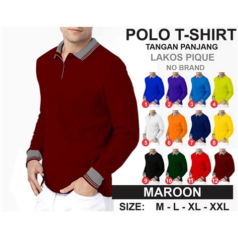 Jual Noveli Wear Kaos Polo Shirt Pria Polos Lengan Panjang Kaos