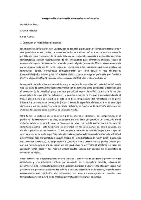 Corrosión En Metales Y Refractarios Pdf