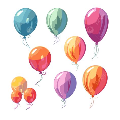 Clipart Balon Set Balon Berwarna Warni Diisolasi Pada Kartun Latar