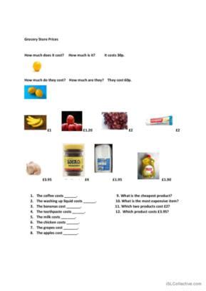 Grocery English Esl Worksheets Pdf Doc