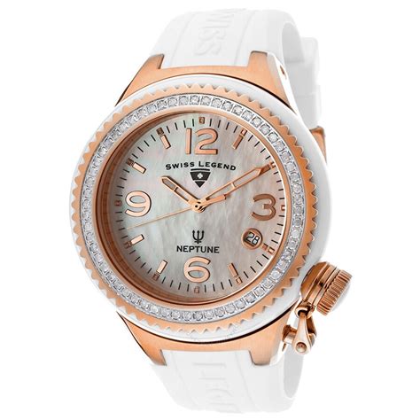 Swiss Legend Neptune Ceramic Rose Gold Tone Diamond Unisex Watch 11844D