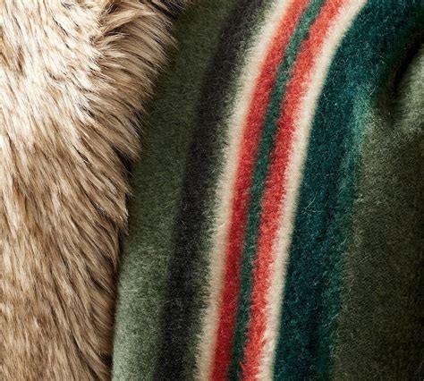 Pendleton® Yakima Faux Fur Back Stripe Throw Pottery Barn