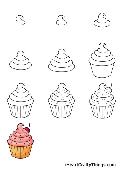 How To Draw A Cupcake Easy Step By Step Cupcake Drawing