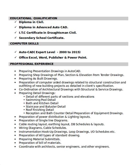 Autocad Resume Template 8 Free Word Pdf Document Downloads Free And Premium Templates