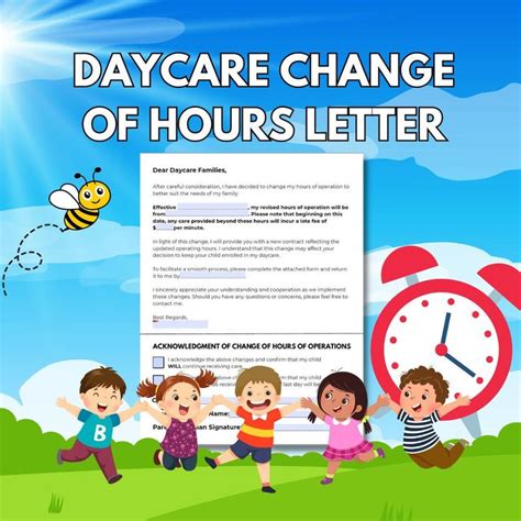 Daycare Change Of Hours Letter Daycare Hours Change Of Hours Notice