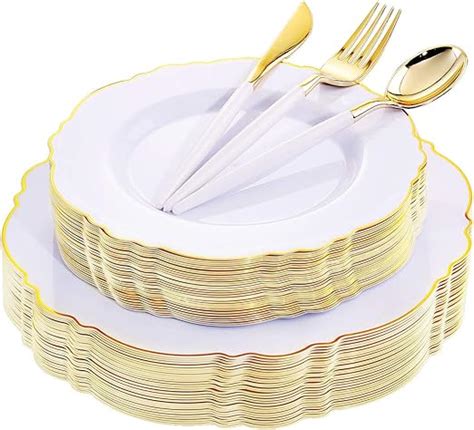 Amazon Wdf Guest Gold Plastic Plates Disposable Gold Plastic