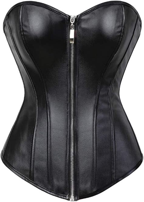 Corsets For Women Faux Fur Sexy Corset Bust Bodice With Front Zip