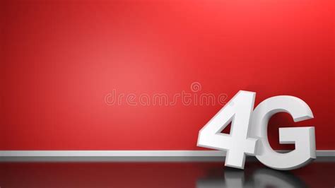 4g White Write At Red Wall 3d Rendering Stock Illustration