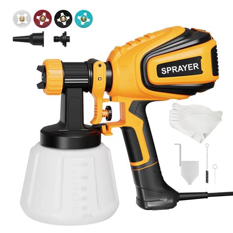 Paint Sprayer, 700W HVLP Spray Gun with Cleaning & Blowing Joints, 4 ...