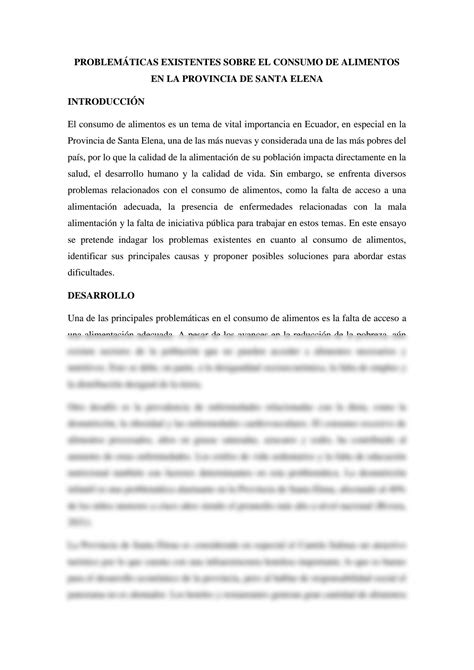 SOLUTION Ensayo Sobre Problem Ticas Existentes Sobre El Consumo De