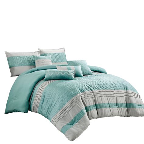 Esca Gray Teal Microfiber 7 Piece Comforter Set Wayfair