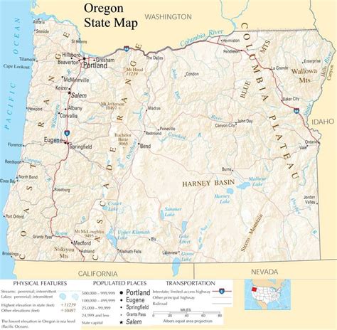 ♥ Oregon State Map - A large detailed map of Oregon State USA