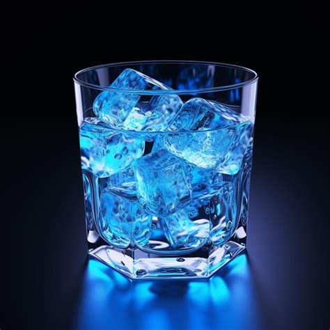 D Renderizado Un Vaso De Bebida L Quida Azul Con Cubitos De Hielo