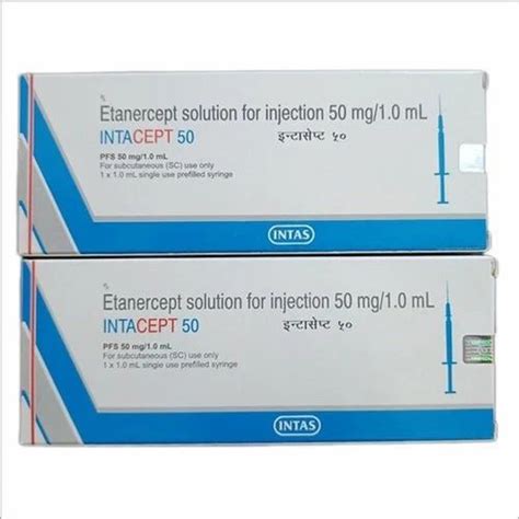 Intacept 50mg Injection Etanercept Solution For Injection 50 Mg 1 0 Ml At Rs 4150 Vial