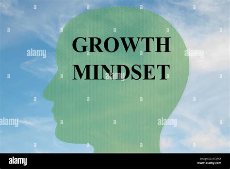 Render Illustration Of Growth Mindset Title On Head Silhouette With