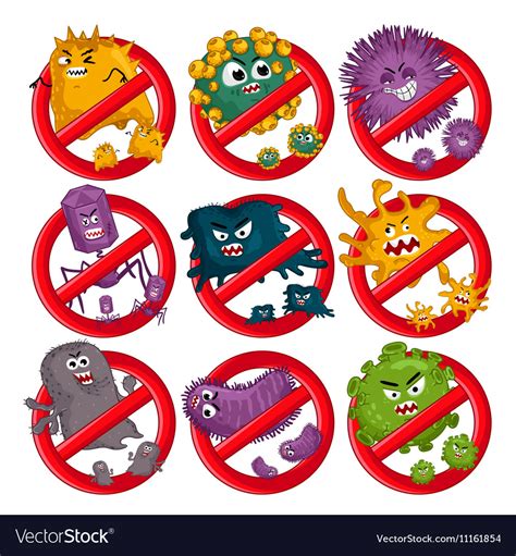 Cartoon Viruses Characters Isolated Royalty Free Vector