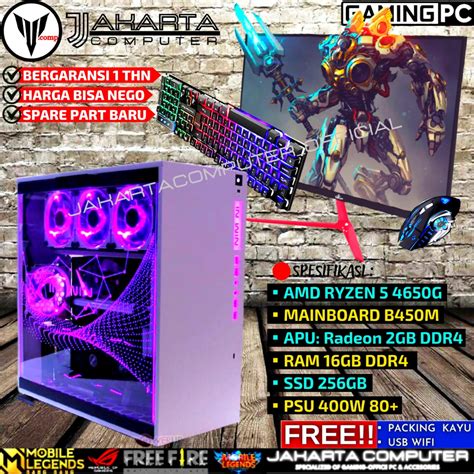 Jual PC GAMING FULLSET RYZEN 5 RAM DDR4 16GB SSD NVME 256GB PC CPU