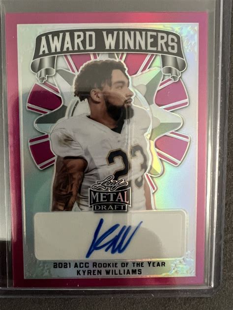 KYREN WILLIAMS 2022 LEAF METAL DRAFT PINK PRISMATIC AUTO 18 20 RAMS RC