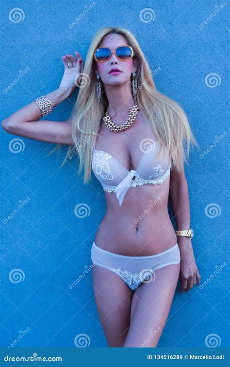 Beautiful And Blonde Model In Lingerie Stock Image Image Of Blond Attractive