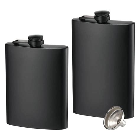 2 Pack Hip Flasks For Liquor 8 Oz Stainless Steel Leakproof Thin