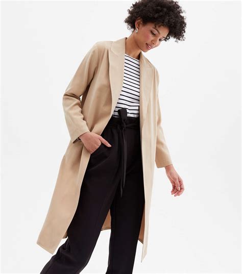 Camel Revere Collar Long Duster Coat New Look