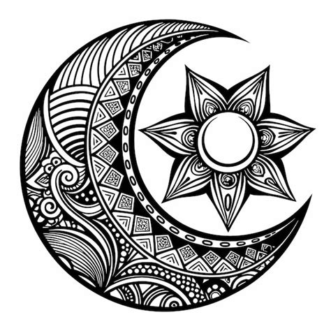 Premium Vector Ornate Crescent Moon And Star Design